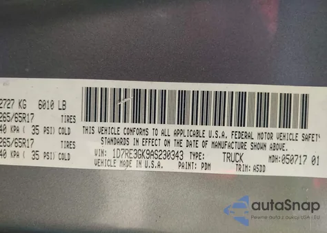 2010 Dodge Dakota Bighorn/Lonestar из США, поврежденный, VIN 1D7RE3GK9AS230343